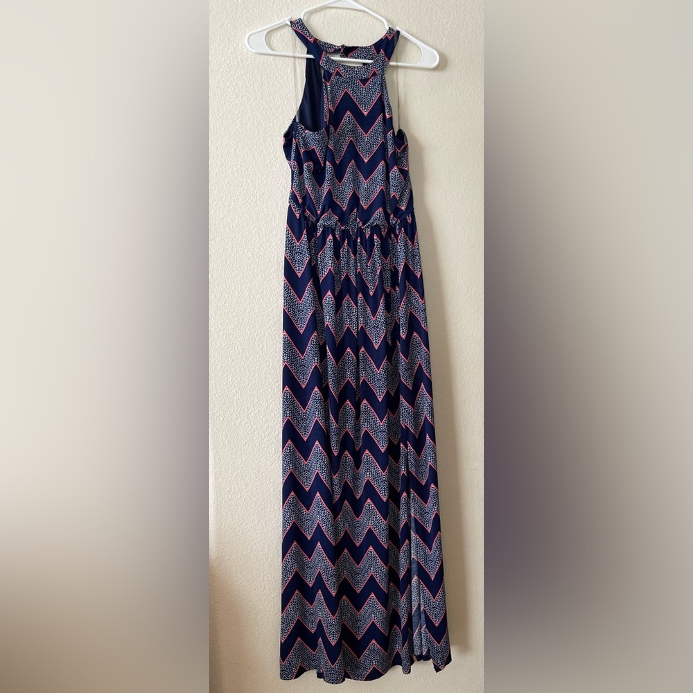 Triple Pink Hearts Trixxi Chevron Navy Chevron Dress